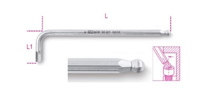 Afbeeldingen van BETA Haakse stiftsleutel kogelkop RVS 96BPINOX 10MM