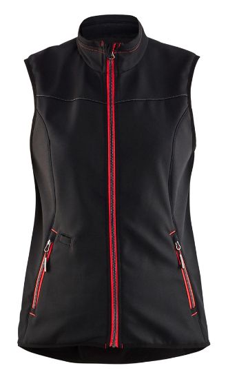 Afbeeldingen van BLÅKLÄDER Softshell bodywarmer dames 3851 zwart/rood XL