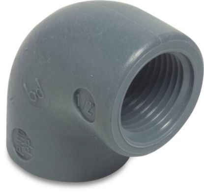 Afbeeldingen van Knie 90° PP grijs ¾" binnendraad 10bar