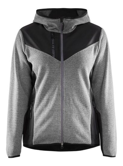 Afbeeldingen van BLÅKLÄDER Gebreid jack dames met softshell 5941 grijs mêlee/zwart XL