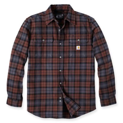 Afbeeldingen van CARHARTT Overhemd flannel geruit lange mouwen 106356 mocha M