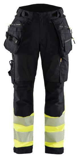 Afbeeldingen van BLÅKLÄDER Softshell werkbroek dames 7114 zwart/High Vis geel C48