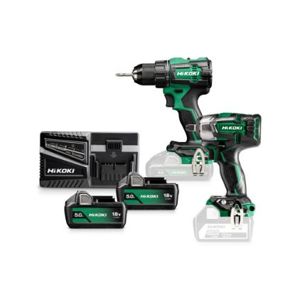 Afbeeldingen van HIKOKI KC18DE WEZ, DS18DE ACCU BOOR-SCHROEFMACHINE 70 Nm en WR18DBDL2  ACCU MOERAANZETTER 1/2" 18V, BL, 305 Nm, IP56, MV, 2x 18V 5,0Ah in HSC III 