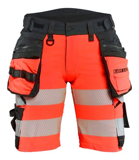 Afbeeldingen van BLÅKLÄDER Short met 4-weg stretch dames 7020 High Vis rood/zwart C34