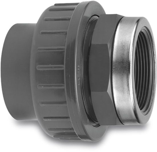 Afbeeldingen van VDL Koppeling versterkt PVC-U grijs 75MMX2.½" lijmmof/binnendraad 10bar