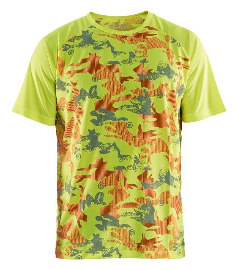 Afbeeldingen van BLÅKLÄDER T-shirt functioneel camo 3425 High Vis geel/grijs S