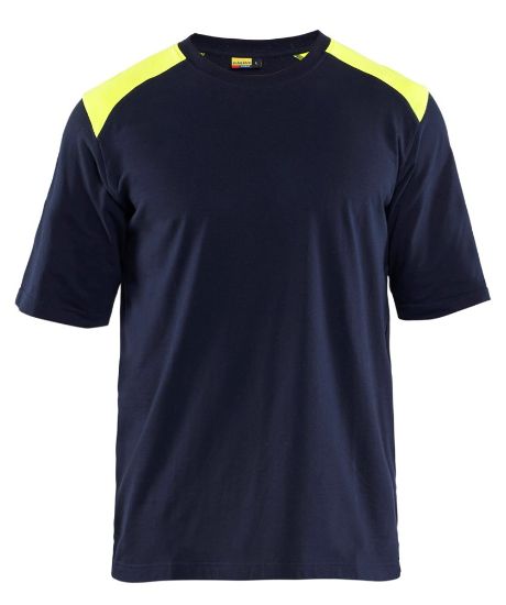 Afbeeldingen van BLÅKLÄDER T-shirt vlamvertragend 3476 marineblauw/High Vis geel XS