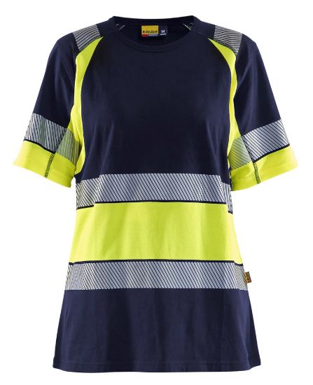 Afbeeldingen van BLÅKLÄDER T-shirt dames 3410 marineblauw/High Vis geel M