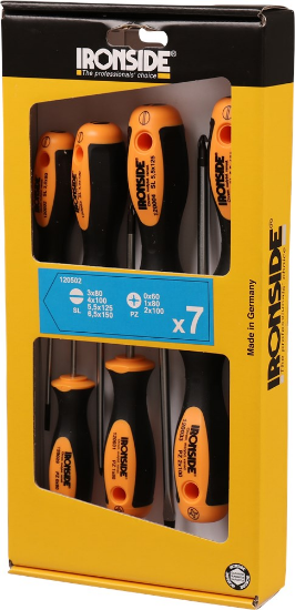 Afbeeldingen van IRONSIDE Schroevendraaierset 2-componenten PZ+SL 7x