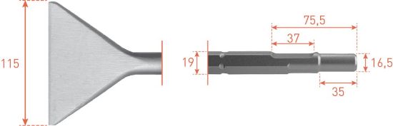 Afbeeldingen van ROTEC Schopbeitel zeskant 19/16,5X35MM 135X400MM