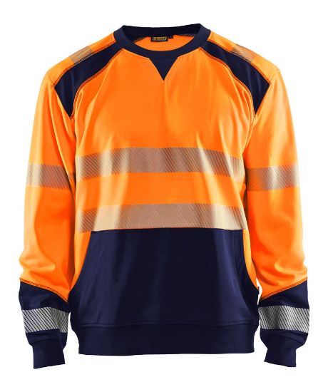 Afbeeldingen van BLÅKLÄDER Sweater 3541 High Vis oranje/marineblauw S