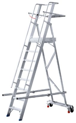 Afbeeldingen van Mobiele magazijntrap Easy inklapbaar 4 treden
