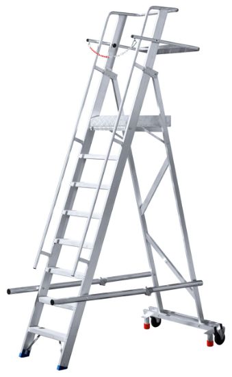 Afbeeldingen van Mobiele magazijntrap Easy inklapbaar 4 treden