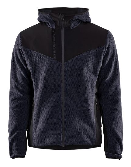 Afbeeldingen van BLÅKLÄDER Gebreid jack met softshell 5940 donker marineblauw/zwart XS