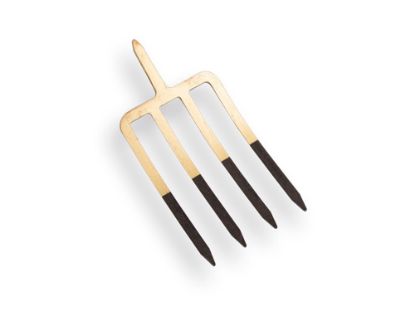 Afbeeldingen van Spitvork 4-tands brons kort met stift 25CM