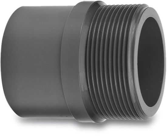 Afbeeldingen van VDL Puntstuk PVC-U rechte draad grijs 25/32MMX1" lijmmof/spie/buitendraad 10bar