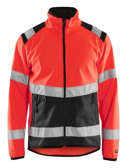 Afbeeldingen van BLÅKLÄDER Softshell jack 4877 High Vis rood/zwart 4XL