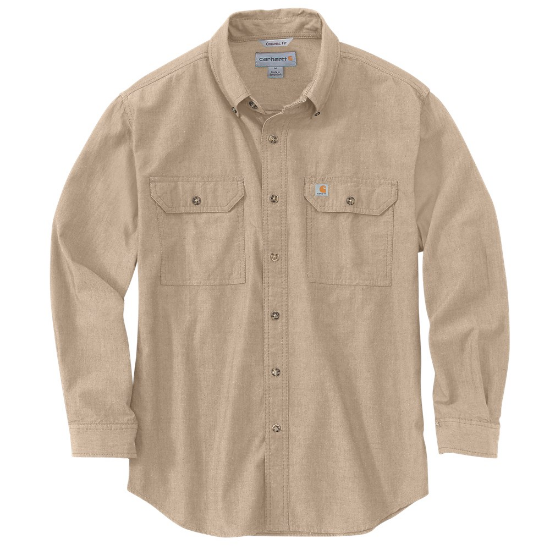 Afbeeldingen van CARHARTT T-shirt lange mouwen Loose Chambray 104368 dark tan chambray 2XL