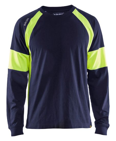 Afbeeldingen van BLÅKLÄDER T-shirt met lange mouwen Visible 3520 marineblauw/High Vis geel L