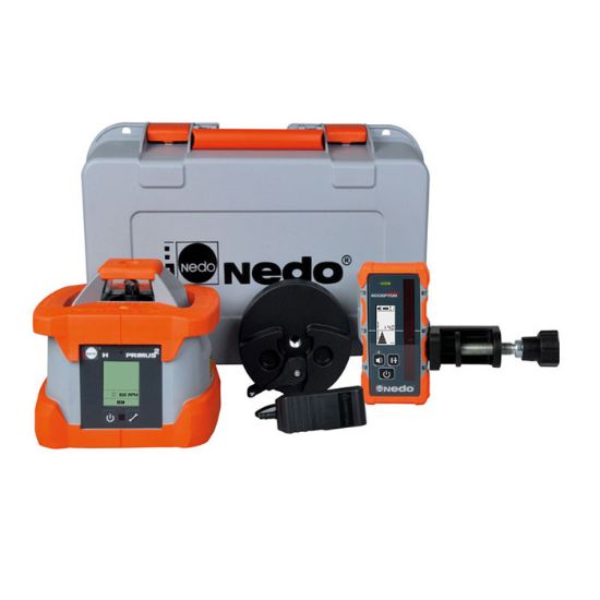 Afbeeldingen van NEDO Rotatielaser PRIMUS 2 H inclusief laserontvanger ACCEPTOR MAXX, Heavy-Duty baakklem, Quick-Fix, accu's, lader en koffer laser-klasse 3R 472018