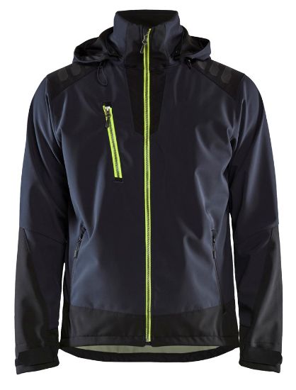 Afbeeldingen van BLÅKLÄDER Softshell jack 4749 donker marineblauw/High Vis geel S