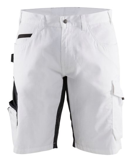 Afbeeldingen van BLÅKLÄDER Schildersshort met stretch 1094 wit/donkergrijs C52