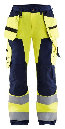 Afbeeldingen van BLÅKLÄDER Werkbroek dames met spijkerzakken 7156 High Vis geel/marineblauw C40