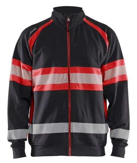 Afbeeldingen van BLÅKLÄDER Sweater met rits 3551 zwart/High Vis rood M