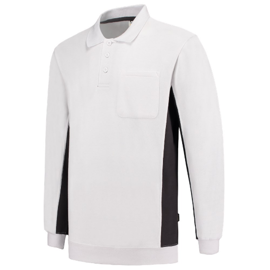 Afbeeldingen van TRICORP Polosweater bi-colour met borstzak 302001 wit/donkergrijs XS