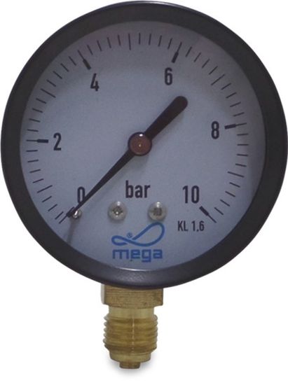 Afbeeldingen van PROFEC Manometer type droog zwart onderaansluiting ¼" 63MM buitendraad 0-25bar