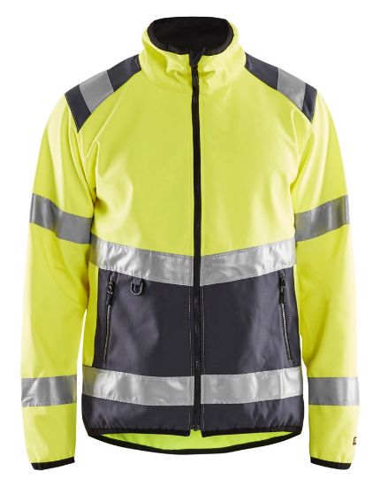 Afbeeldingen van BLÅKLÄDER Softshell jack 4877 High Vis geel/medium grijs 2XL