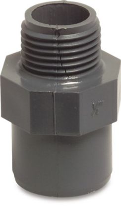 Afbeeldingen van PROFEC Puntstuk PVC-U grijs 2"X2" lijmmof/buitendraad 10bar