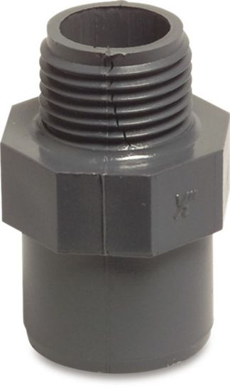 Afbeeldingen van PROFEC Puntstuk PVC-U grijs 2"X2" lijmmof/buitendraad 10bar