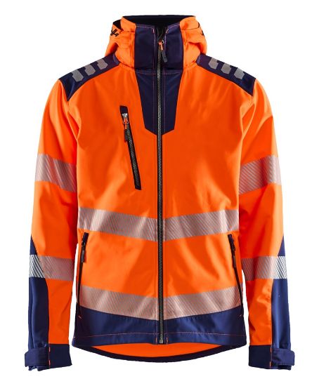 Afbeeldingen van BLÅKLÄDER Softshell jack 4491 High Vis oranje/marineblauw M