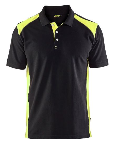 Afbeeldingen van BLÅKLÄDER Poloshirt piqué 3324 zwart/High Vis geel S