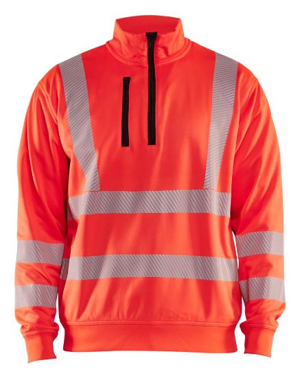 Afbeeldingen van BLÅKLÄDER Sweater met halve rits 3564 High Vis rood S