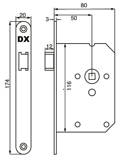 Afbeeldingen van DX Loopslot doornmaat 50MM ronde voorplaat