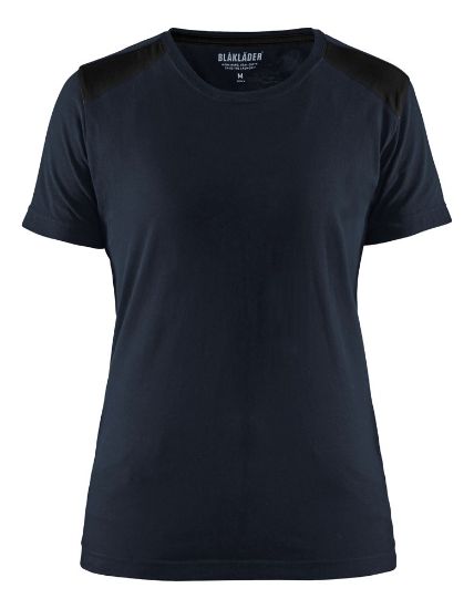 Afbeeldingen van BLÅKLÄDER T-shirt dames bi-colour 3479 donker marineblauw/zwart 3XL
