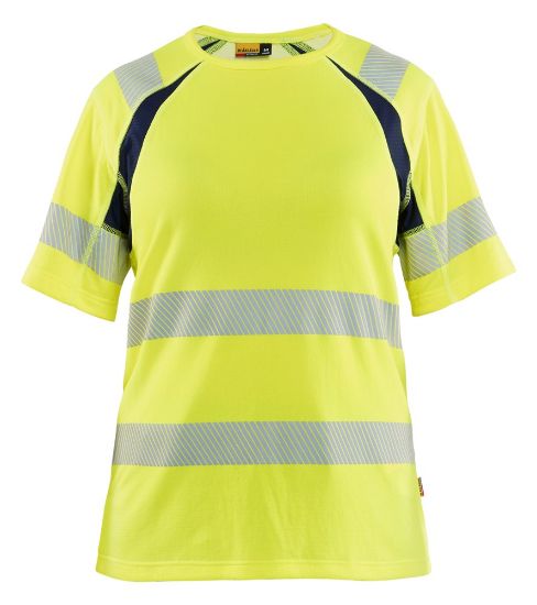 Afbeeldingen van BLÅKLÄDER T-shirt dames 3503 High Vis geel/marineblauw XS