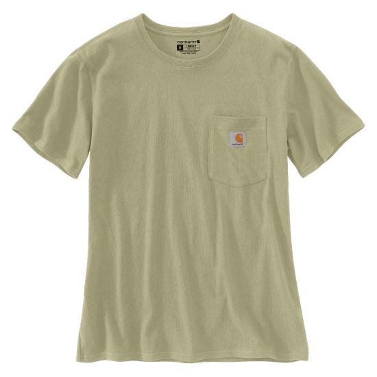 Afbeeldingen van CARHARTT T-shirt workwear met zak dames 103067 dried clay L