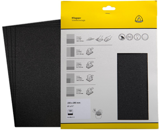 Afbeeldingen van Schuurpapiervel PS11C waterbestendig 230X280MM K120 in DIY verpakking