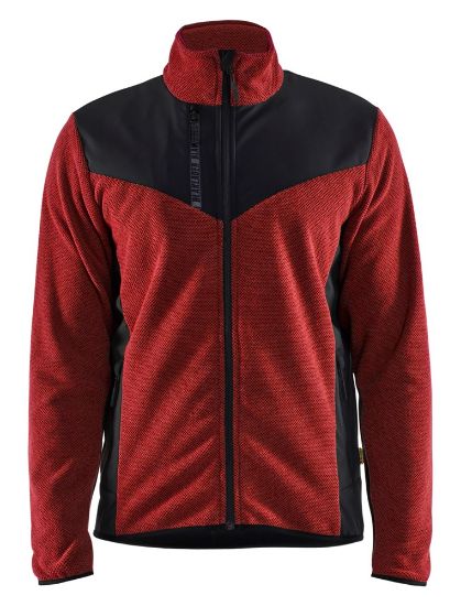 Afbeeldingen van BLÅKLÄDER Gebreid vest met softshell 5942 gebrand rood/zwart L
