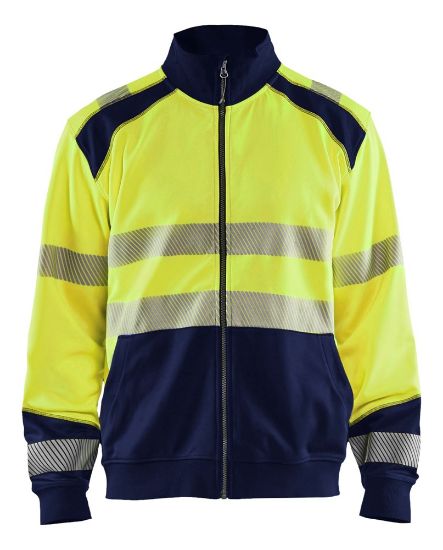 Afbeeldingen van BLÅKLÄDER Sweater met rits 3558 High Vis geel/marineblauw L