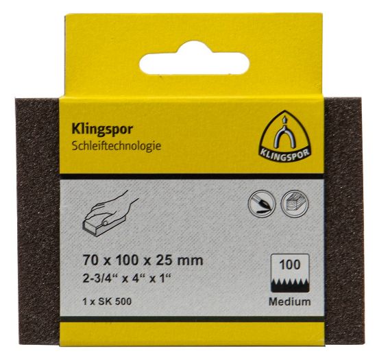 Afbeeldingen van Schuurblok SK500 aluminiumoxide 70X100X25MM K100 in DIY verpakking
