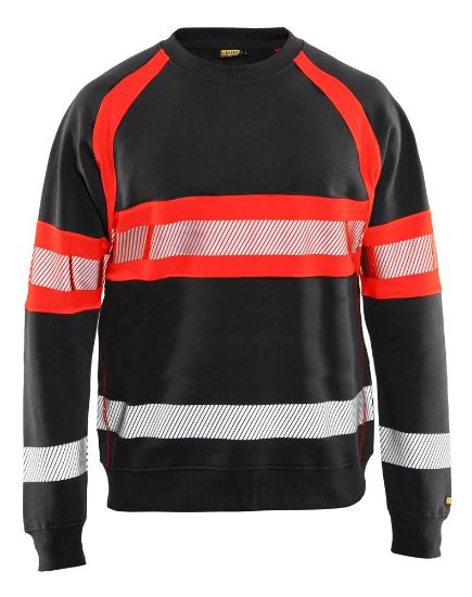 Afbeeldingen van BLÅKLÄDER Sweater 3359 zwart/High Vis rood L