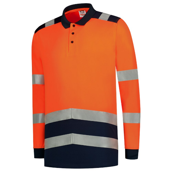 Afbeeldingen van TRICORP Poloshirt High Vis bi-colour met lange mouwen 203008 fluor oranje/inkt 6XL