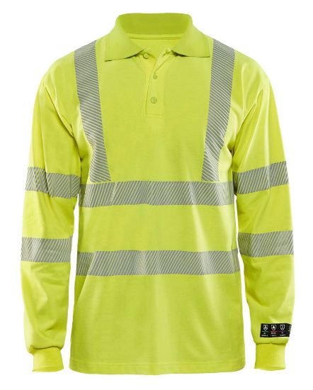 Afbeeldingen van BLÅKLÄDER Polo Multinorm piqué met lange mouwen 3439 High Vis geel S