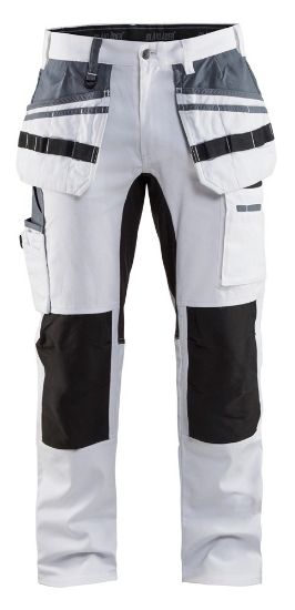 Afbeeldingen van BLÅKLÄDER Werkbroek schilder met stretch 1910 wit/zwart D88