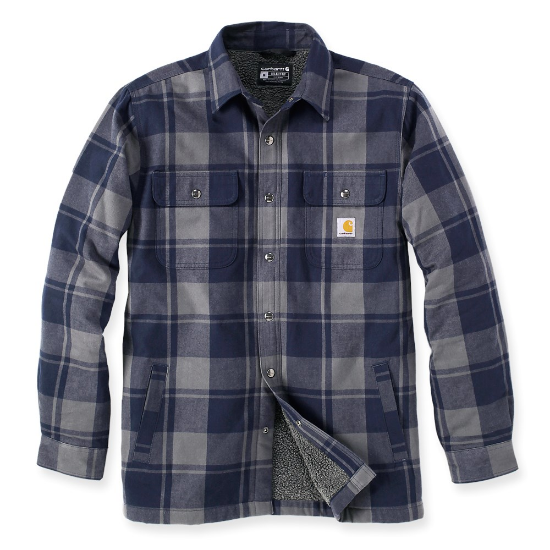 Afbeeldingen van CARHARTT Overhemd flannel sherpa geruit 105939 navy M
