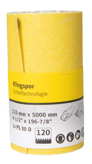 Afbeeldingen van KLINGSPOR Schuurpapier rol PS30D 115X5000MM K120 10x